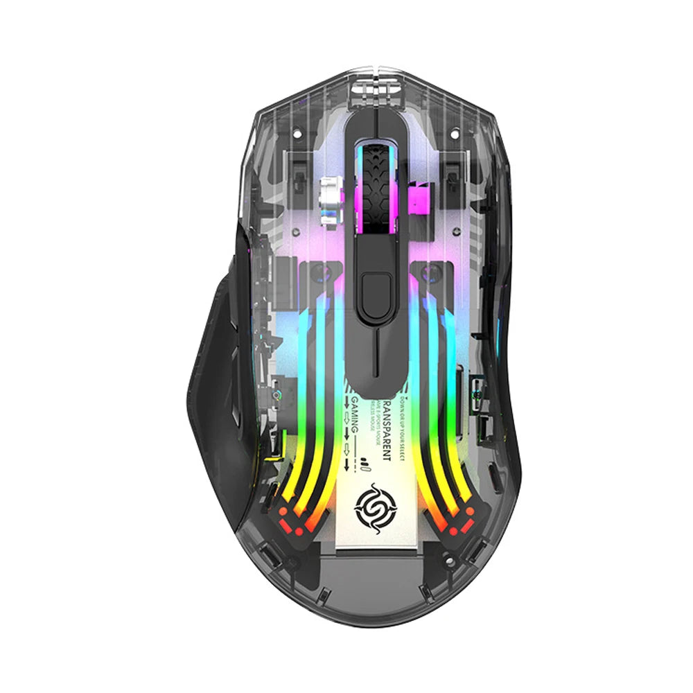 Souris Gaming Transparente Sans Fil, Ultra Réactive