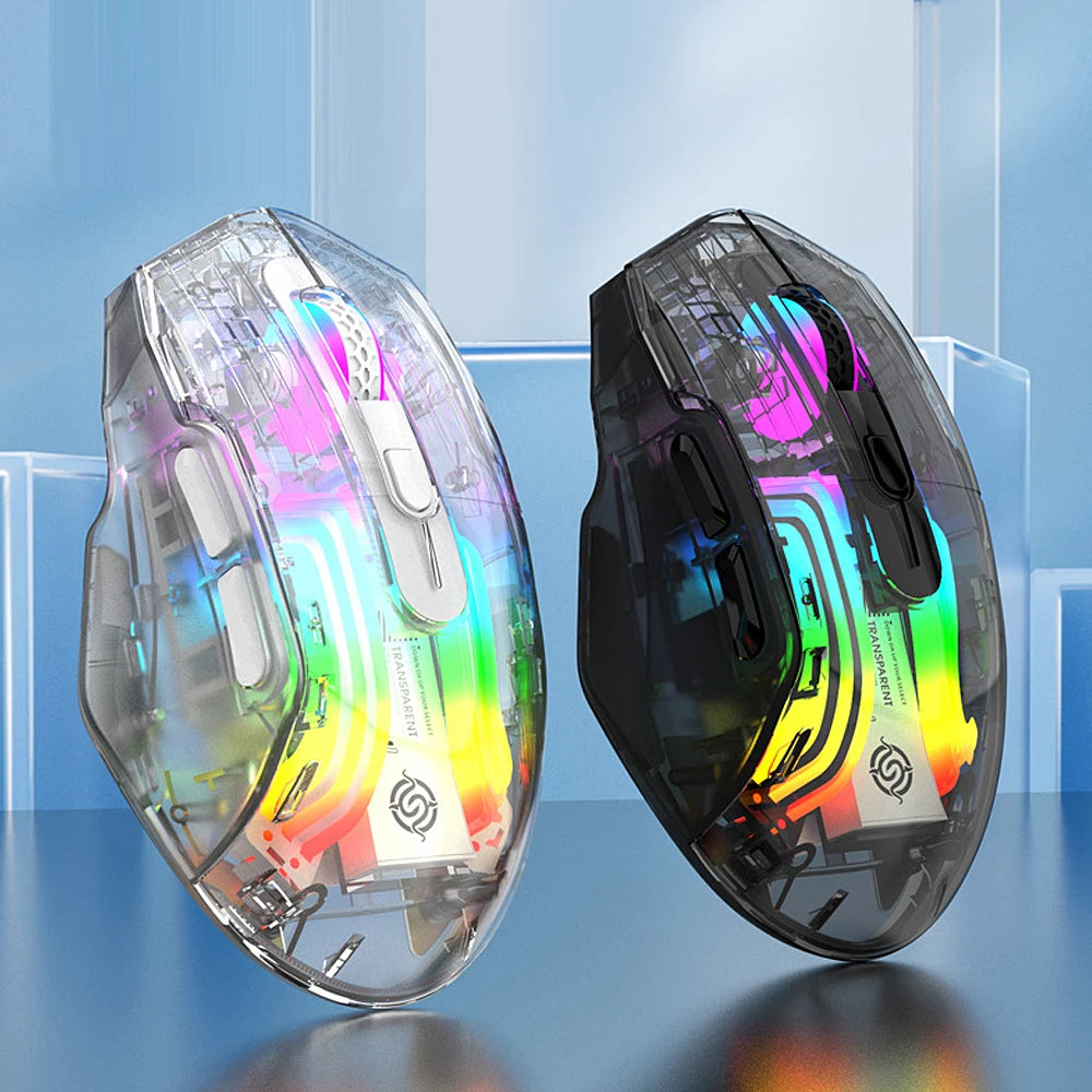 Souris Gaming Transparente Sans Fil, Ultra Réactive