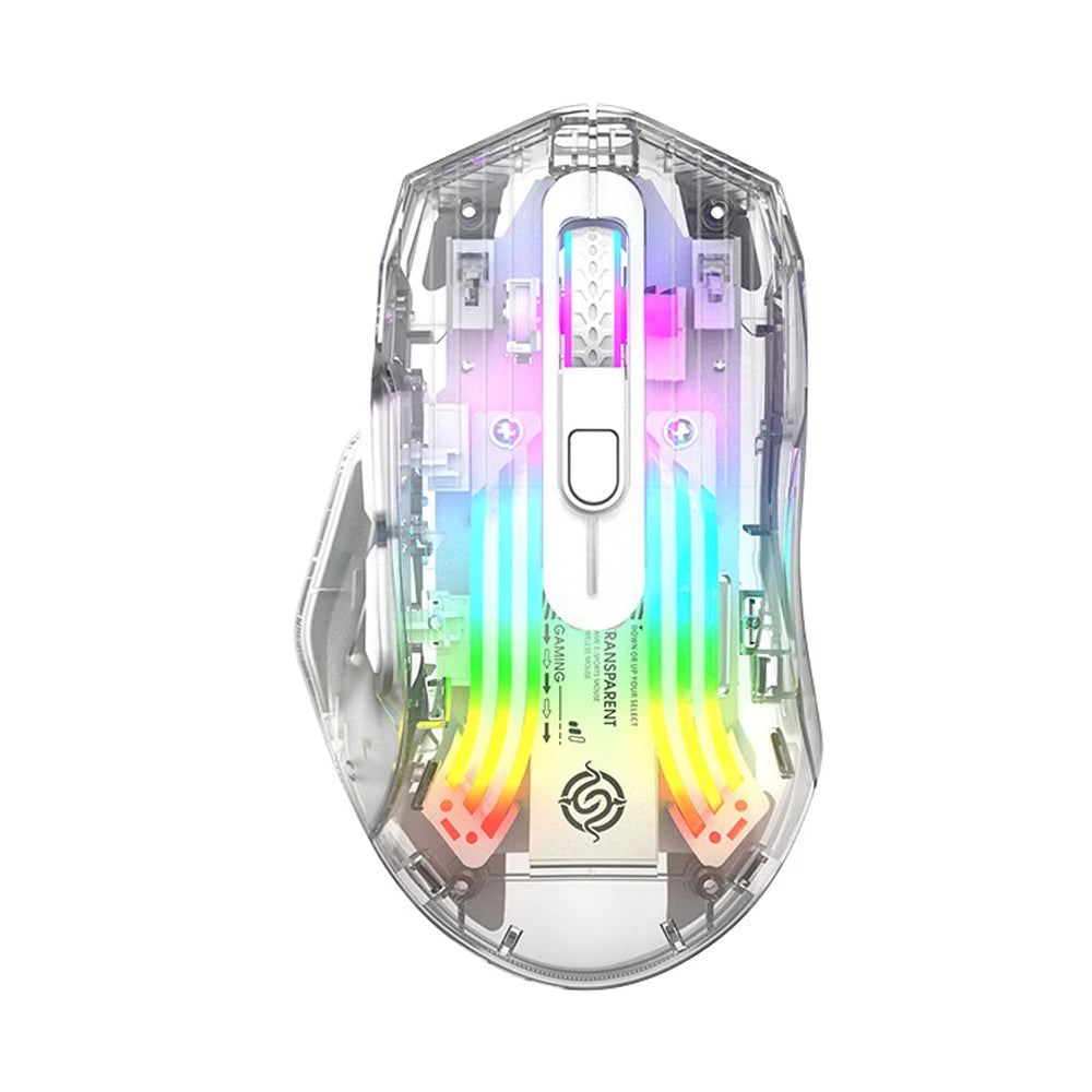 Souris Gaming Transparente Sans Fil, Ultra Réactive