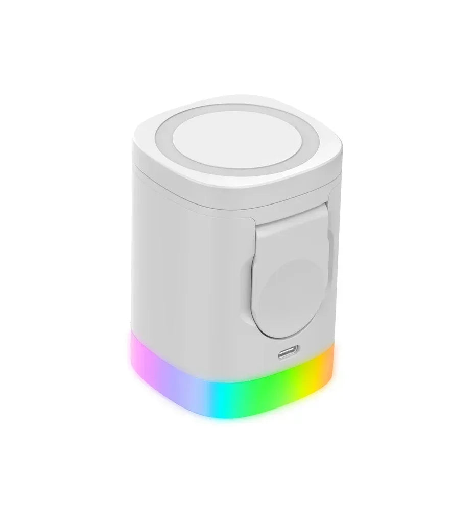 Opansten Chargeur sans fil magnétique 3 en 1 avec éclairage RGB – Station de charge rapide et compatible avec iPhone 16/15 Pro, AirPods et iWatch