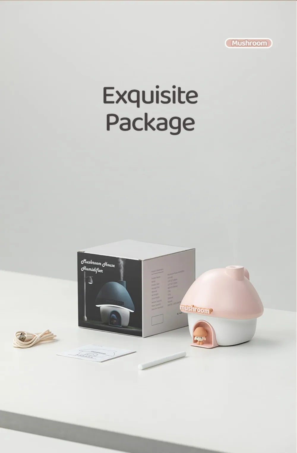 Humidificateur champignon ultrasonique Mushroom House LED 300ml – Diffuseur d’huiles essentielles