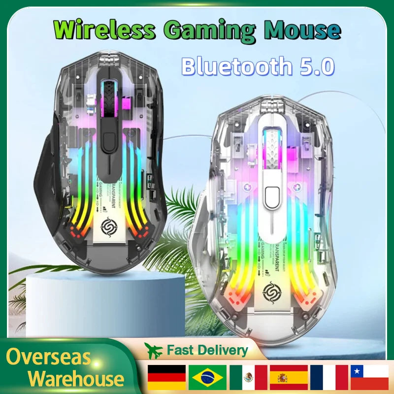 Souris Gaming Transparente Sans Fil, Ultra Réactive