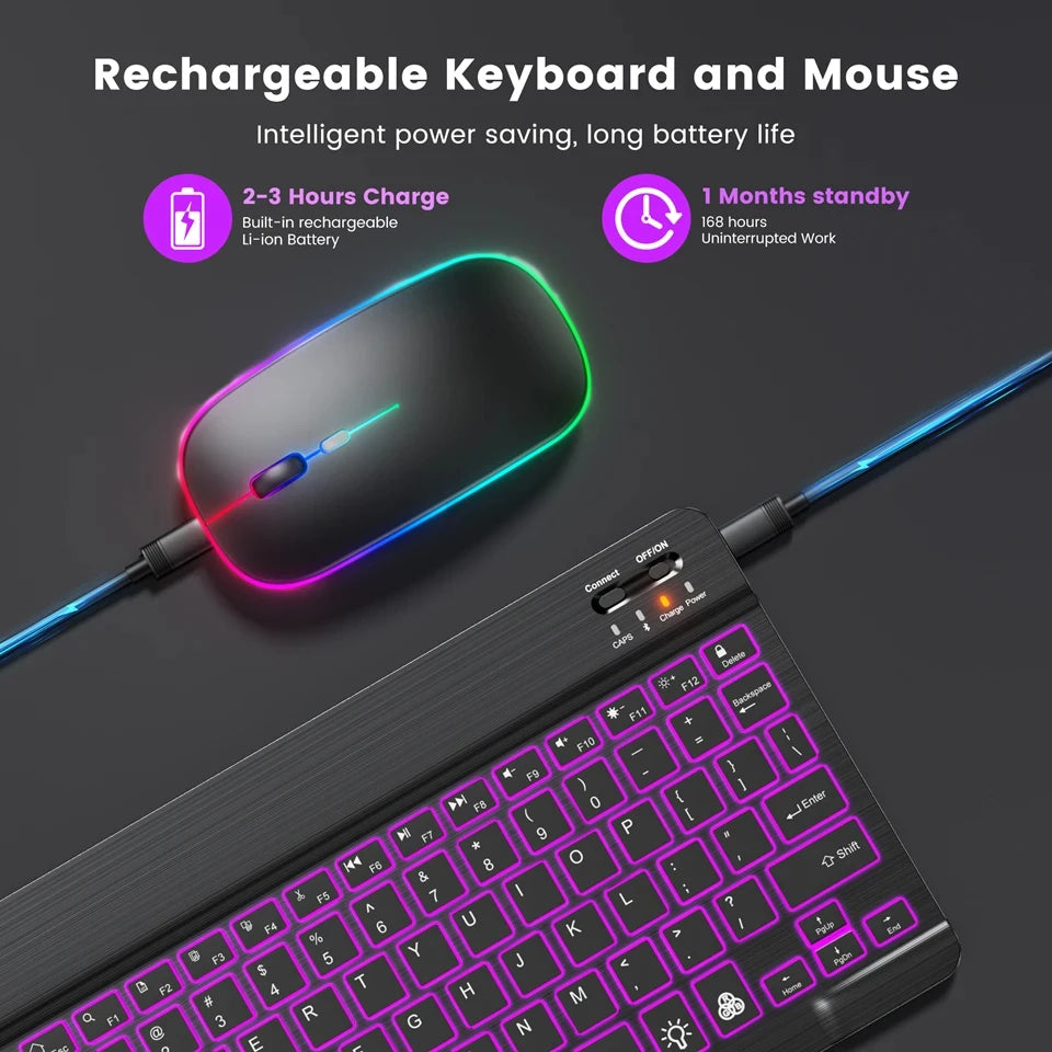 Mini Clavier RGB 10 avec Rétroéclairage & Souris Sans Fil.