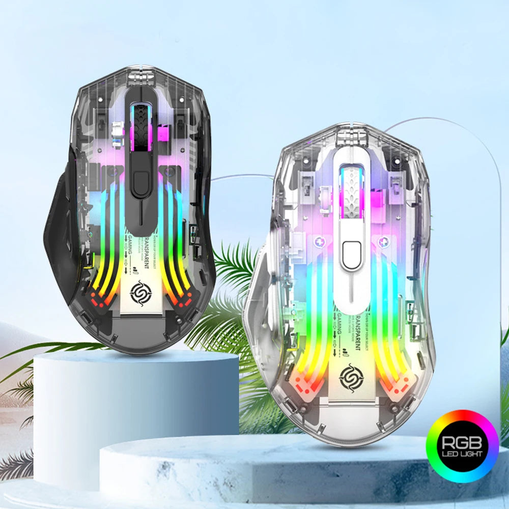 Souris Gaming Transparente Sans Fil, Ultra Réactive