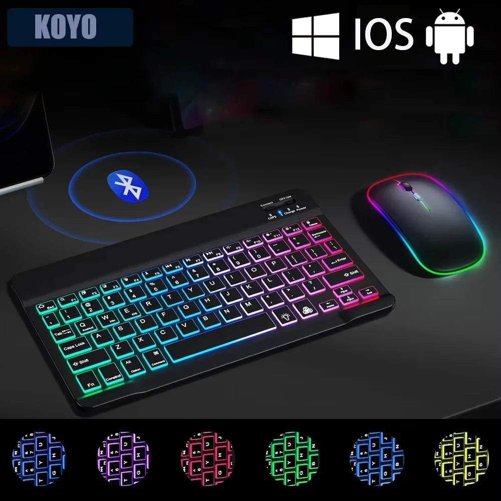 Mini Clavier RGB 10 avec Rétroéclairage & Souris Sans Fil.