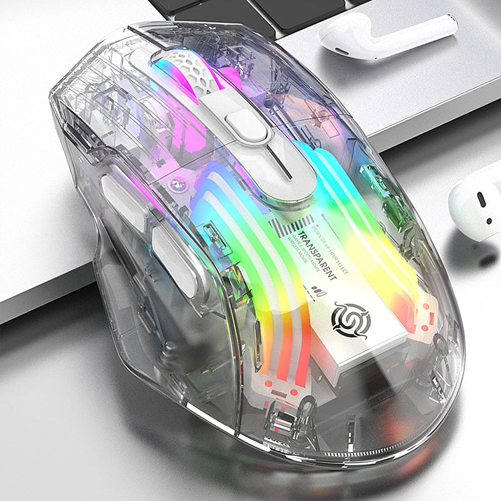 Souris Gaming Transparente Sans Fil, Ultra Réactive