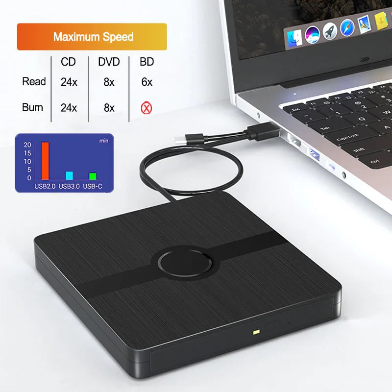 Lecteur Blu-ray externe USB 3.0 portable – Profitez de la lecture et de la gravure de CD, DVD et Blu-ray 3D sur votre PC ou Mac.