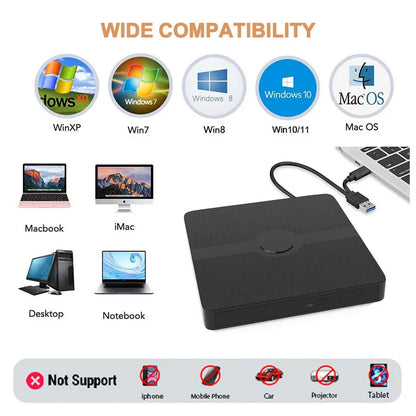 Lecteur Blu-ray externe USB 3.0 portable – Profitez de la lecture et de la gravure de CD, DVD et Blu-ray 3D sur votre PC ou Mac.