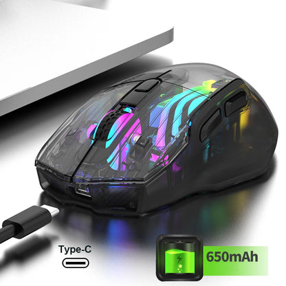 Souris Gaming Transparente Sans Fil, Ultra Réactive