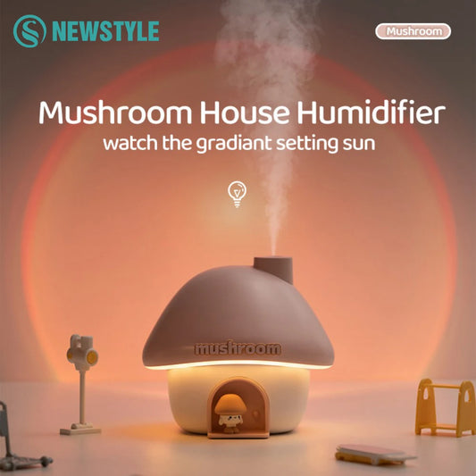 Humidificateur champignon ultrasonique Mushroom House LED 300ml – Diffuseur d’huiles essentielles